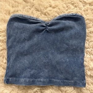 RSQ Denim Blue Ribbed Tube Top